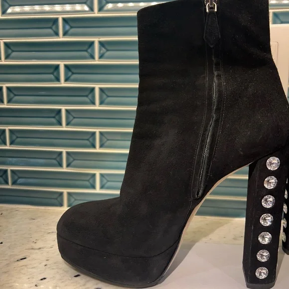 Miu Miu rhinestone studded platform booties - Picture 2 of 7